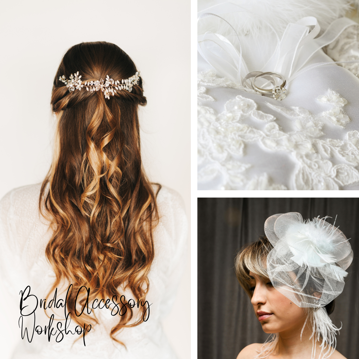 Bridal hat piece, ring pillow and bridal fascinator