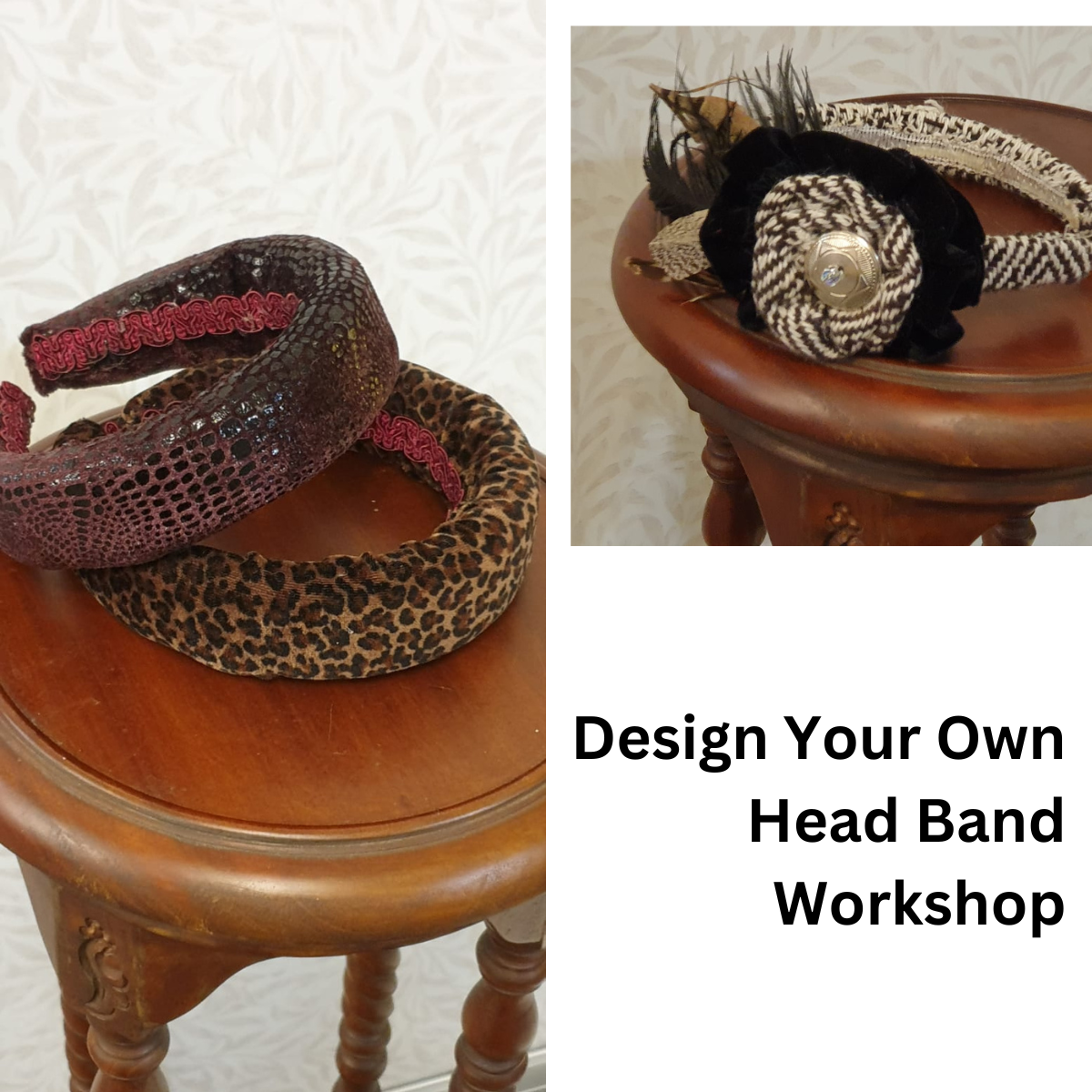 two tables with three headbands artfully placed