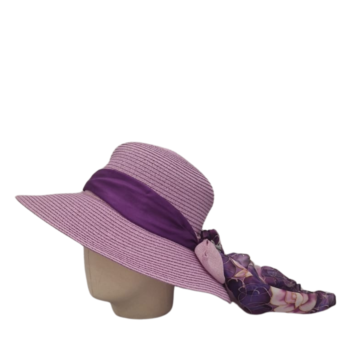 Wide Brim Sun Hat - Lilac & Purple