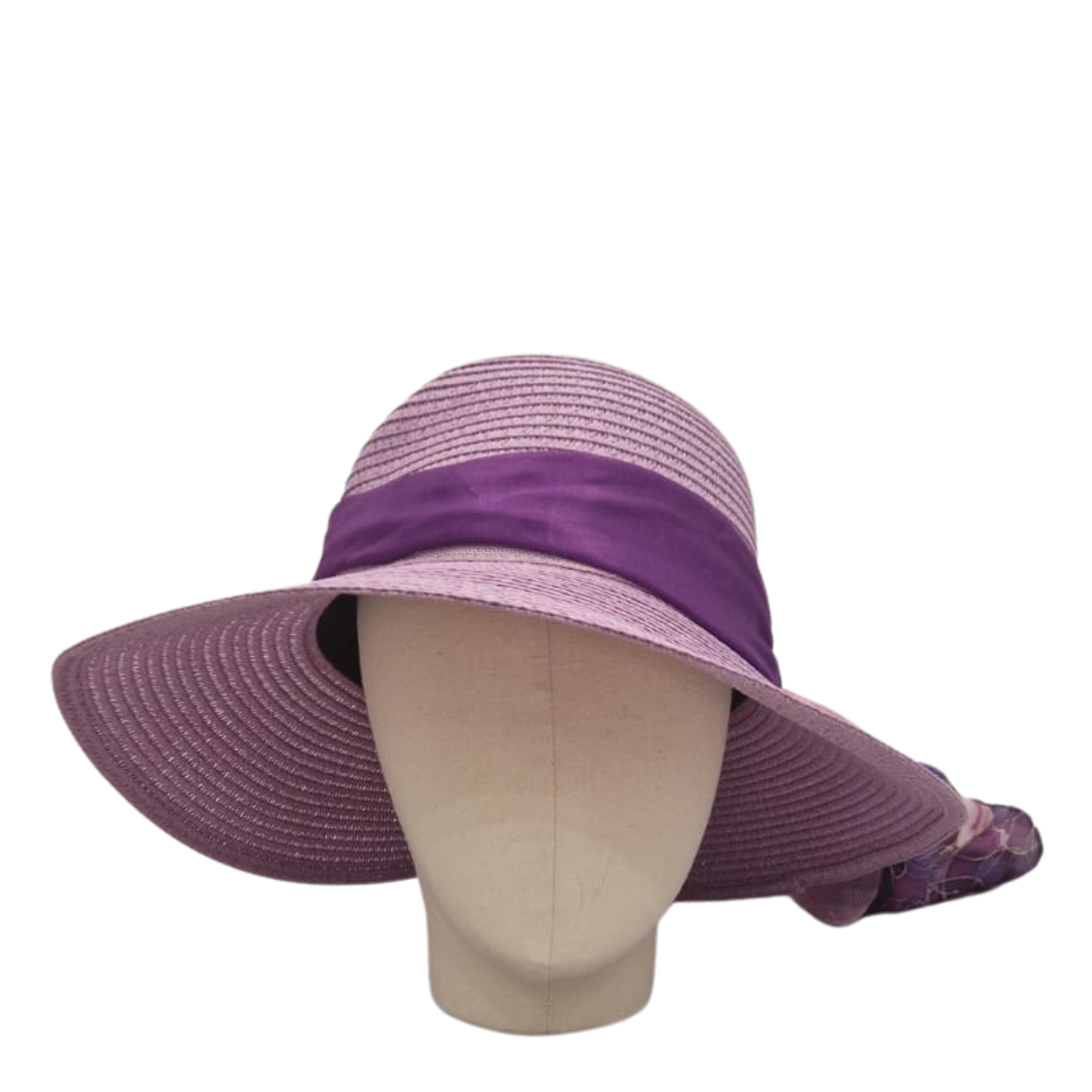 Wide Brim Sun Hat - Lilac & Purple