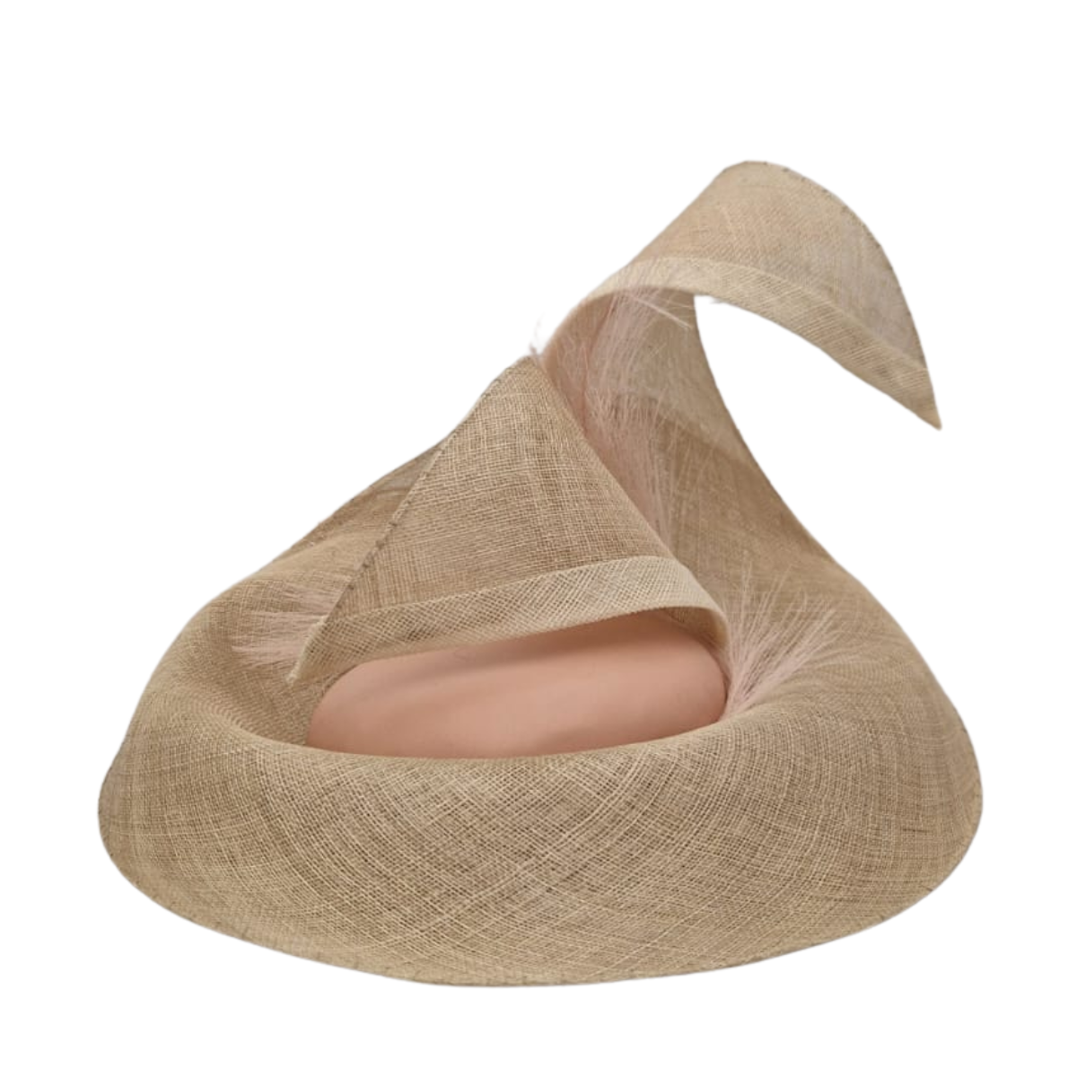 Large Beige & Pink Sculptural Hat