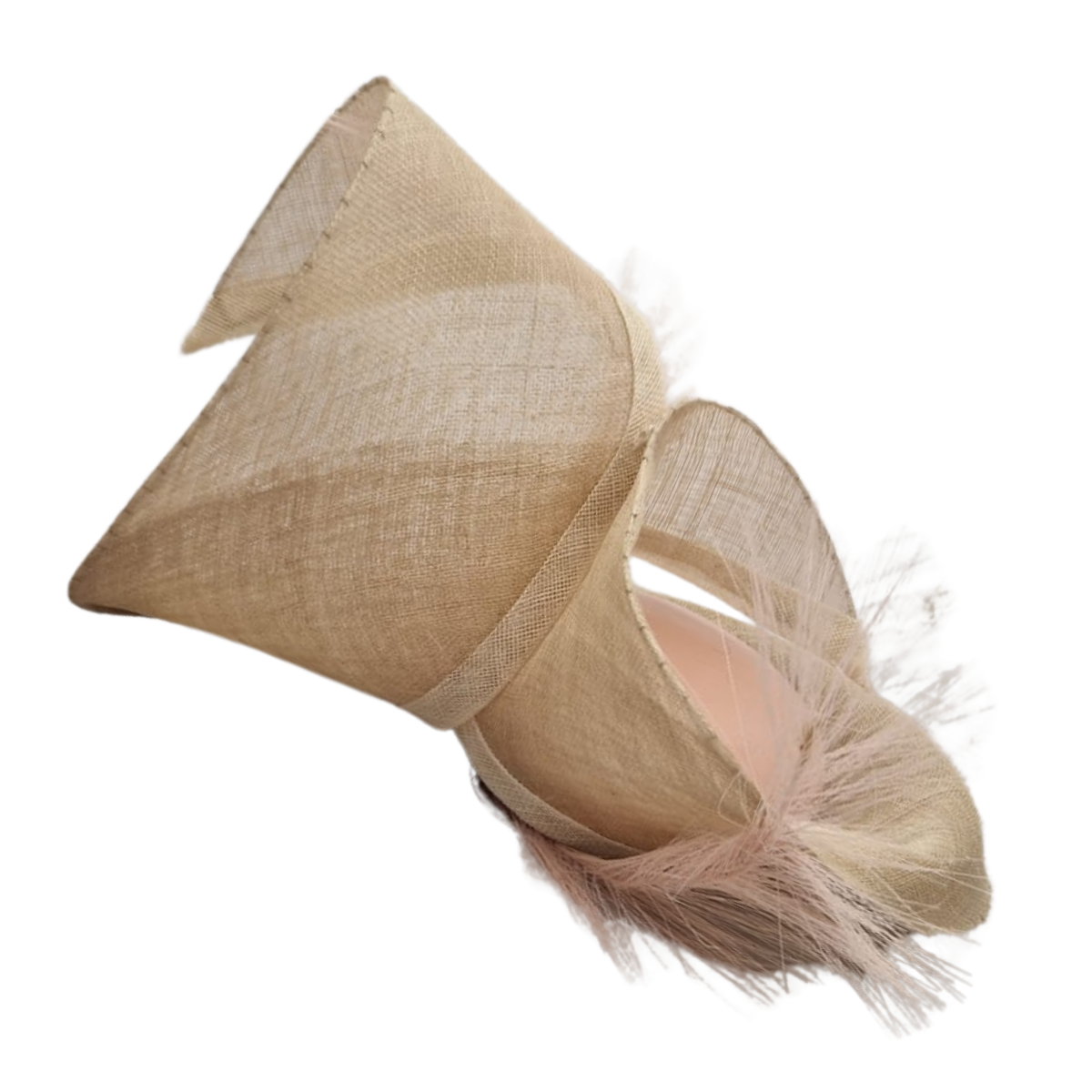 Large Beige & Pink Sculptural Hat