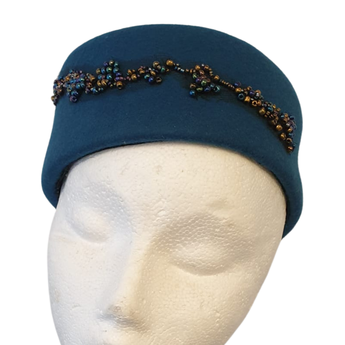 Teal Iridescent Pillbox Hat