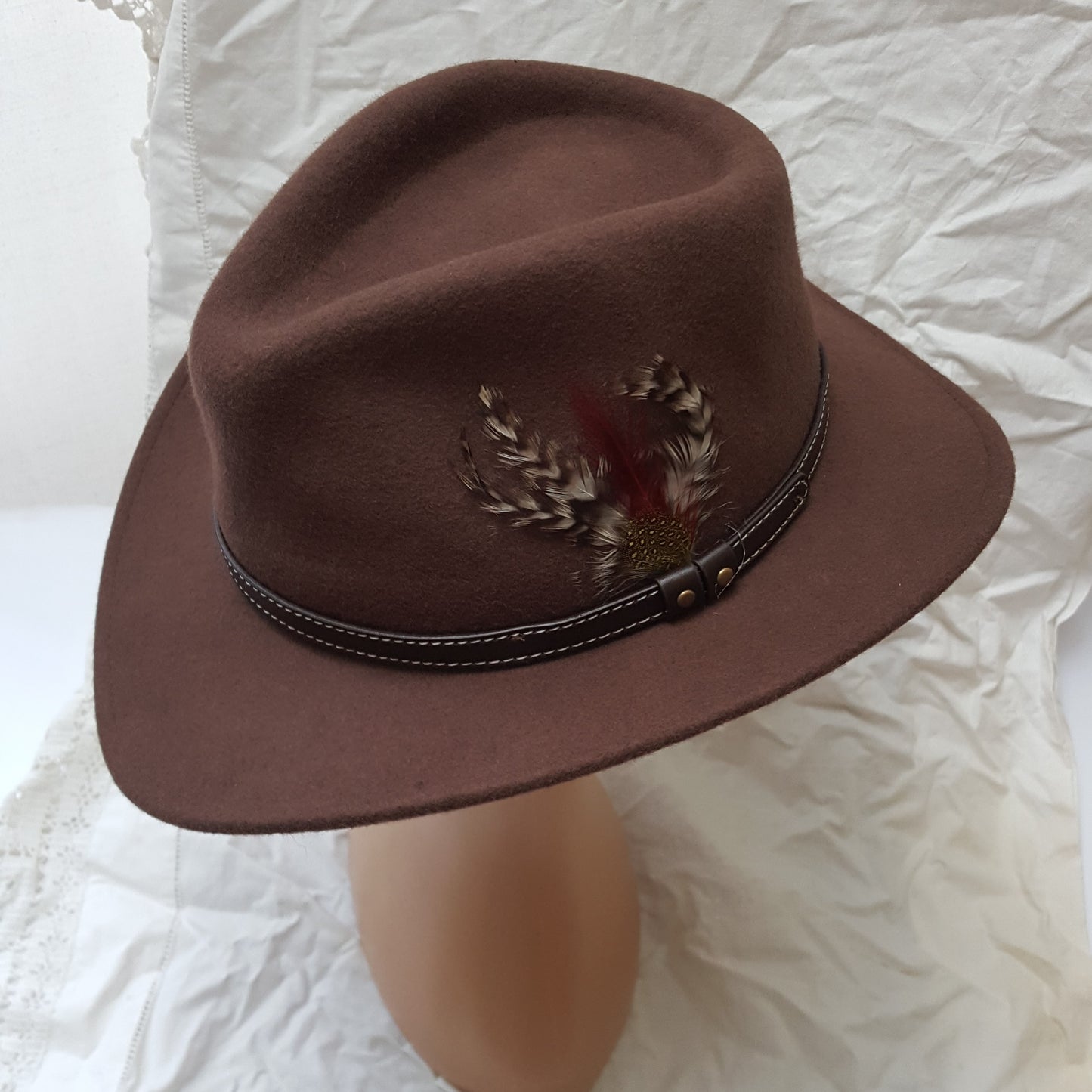 Dark Brown 100% Wool Fedora