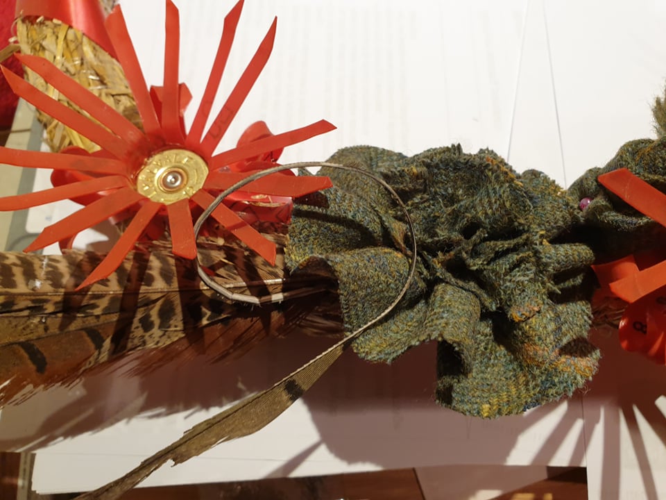 Tweed and Gun Cartridge Christmas Door Wreath / Garland