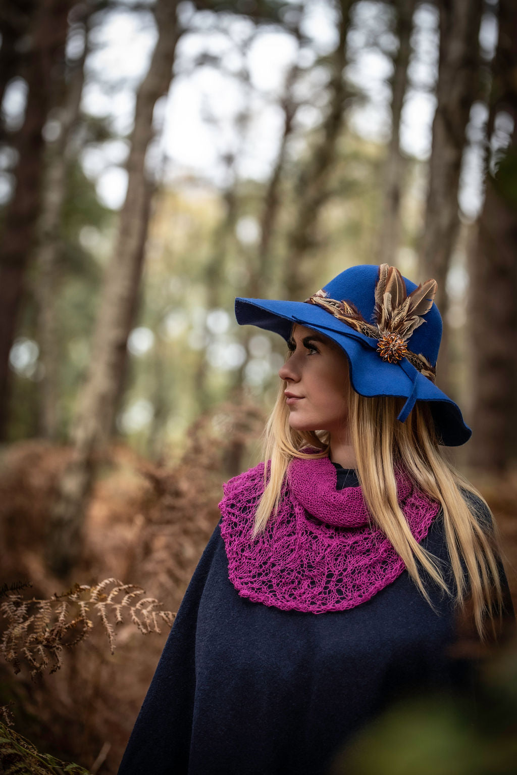 Limited Edition Hand Knitted Shawl Cerise Pink