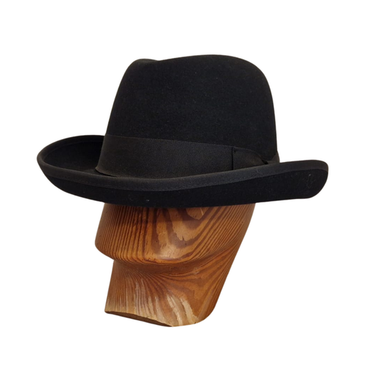 Black 100% Wool Felt Homburg front