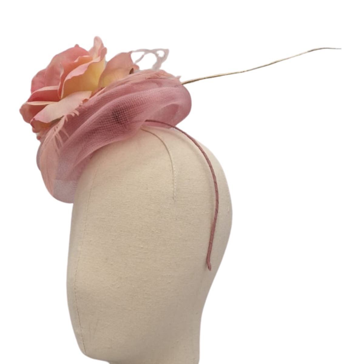 Dusky Pink Silk Rose Fascinator