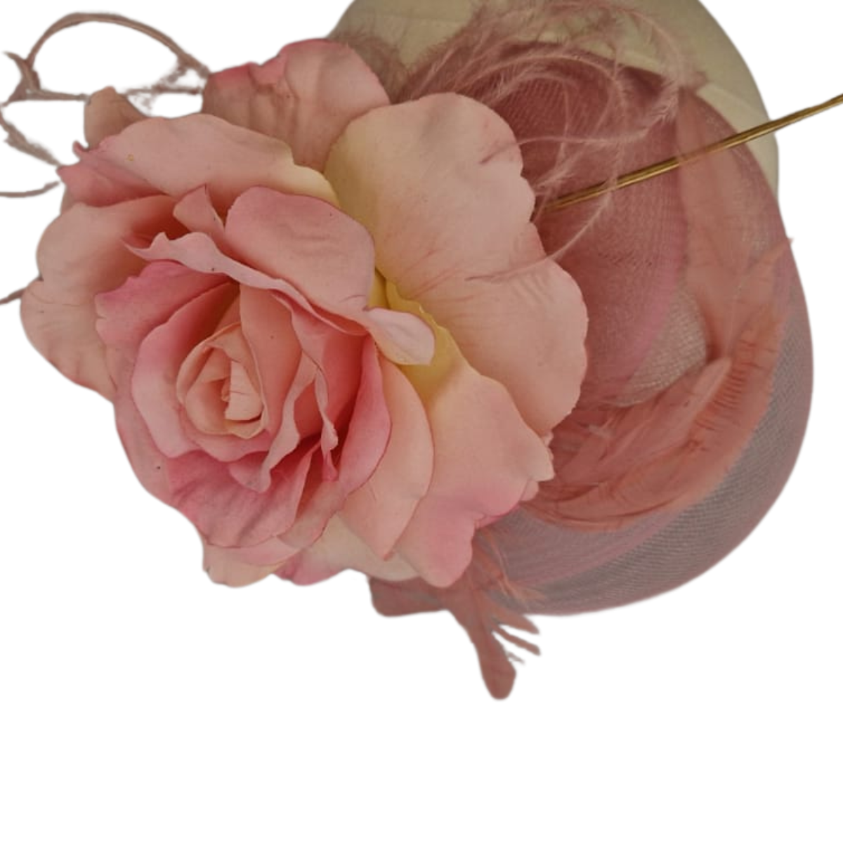 Dusky Pink Silk Rose Fascinator
