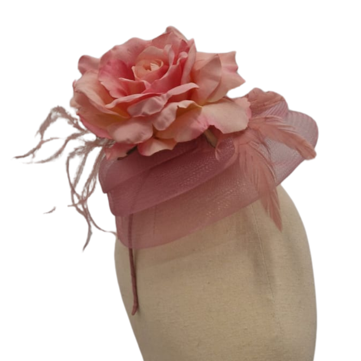 Dusky Pink Silk Rose Fascinator