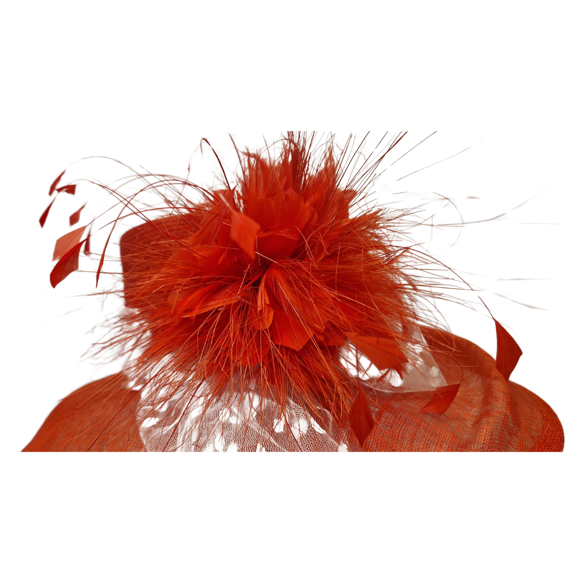 Feather & Spot Tulle Detail Red Occasion Hat detail
