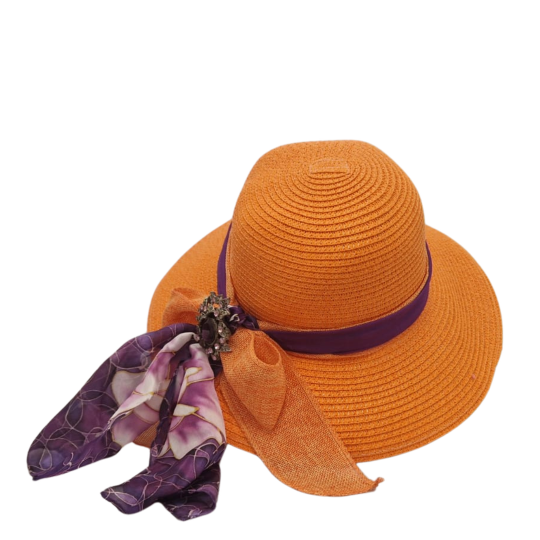 Wide Brim Sun Hat - Orange & Purple – The Extraordinary Hat 