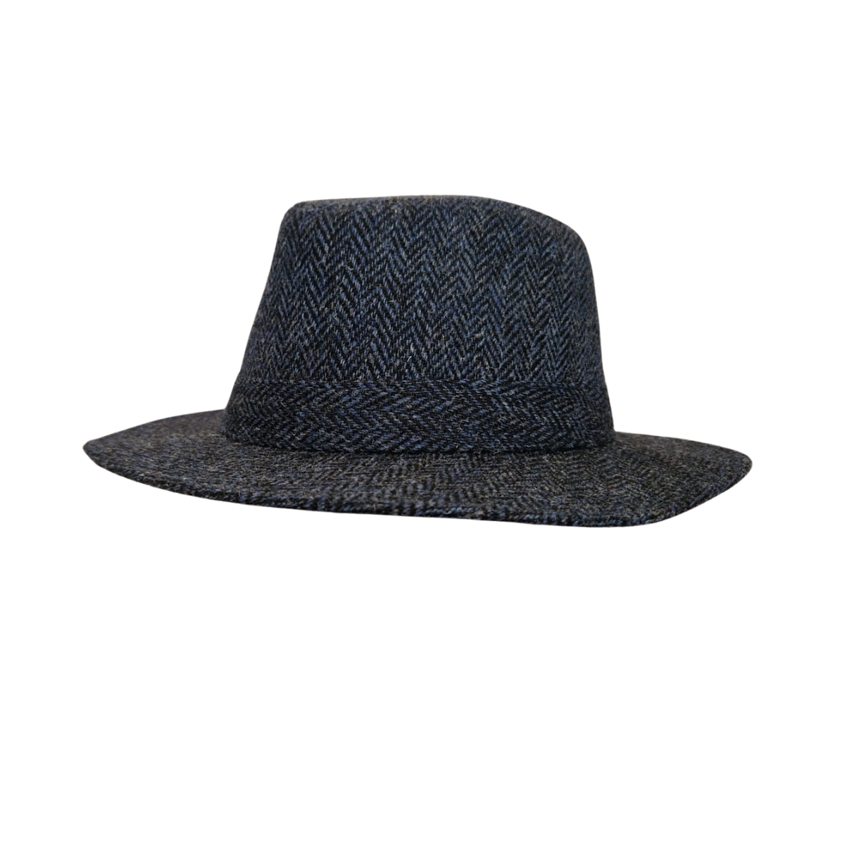 Blue Harris Tweed Fedora front