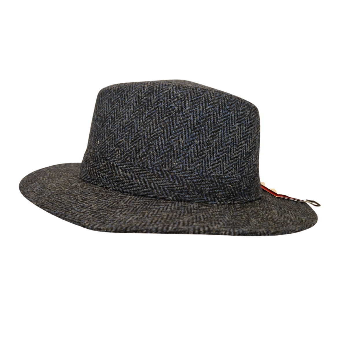 Blue Harris Tweed Fedora side