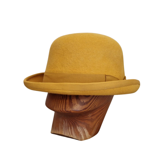 Mustard Yellow Classic Bowler Hat front