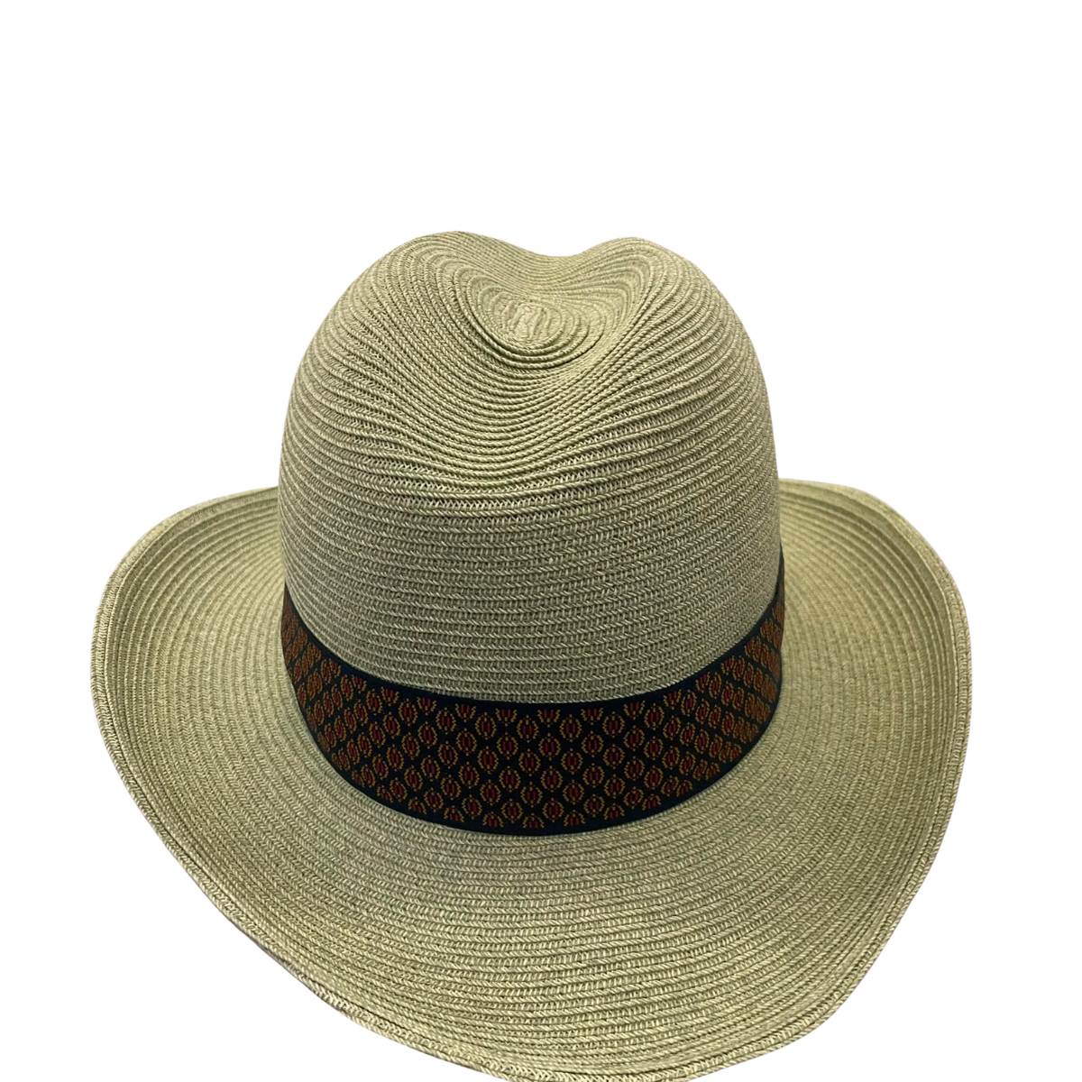 Natural  Light Green Paper Sun Hat with Decorative Band back