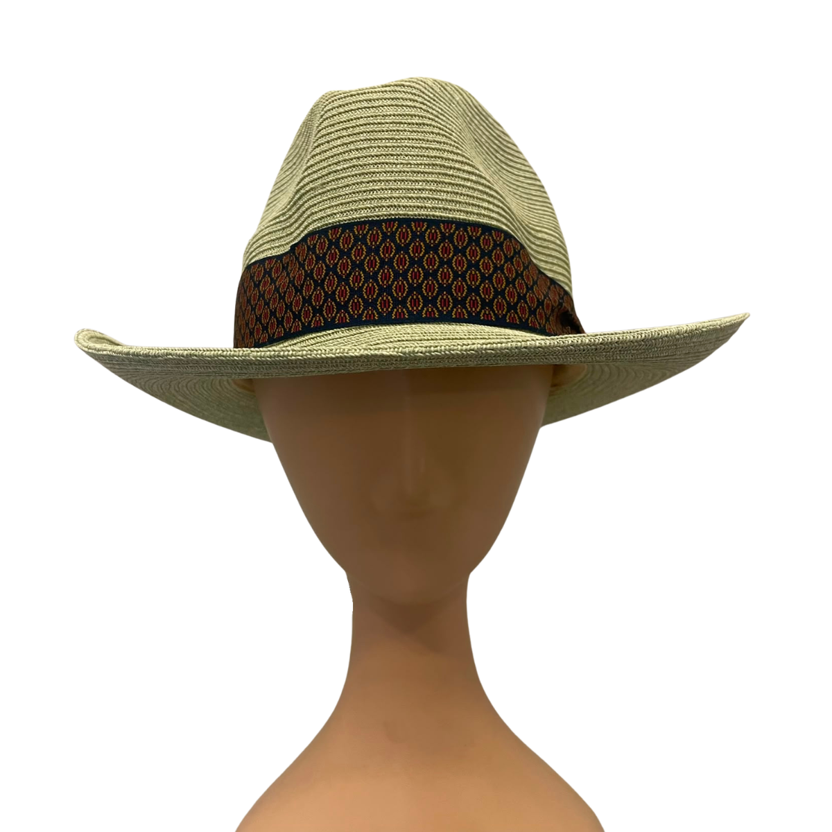 Natural  Light Green Paper Sun Hat with Decorative Band front