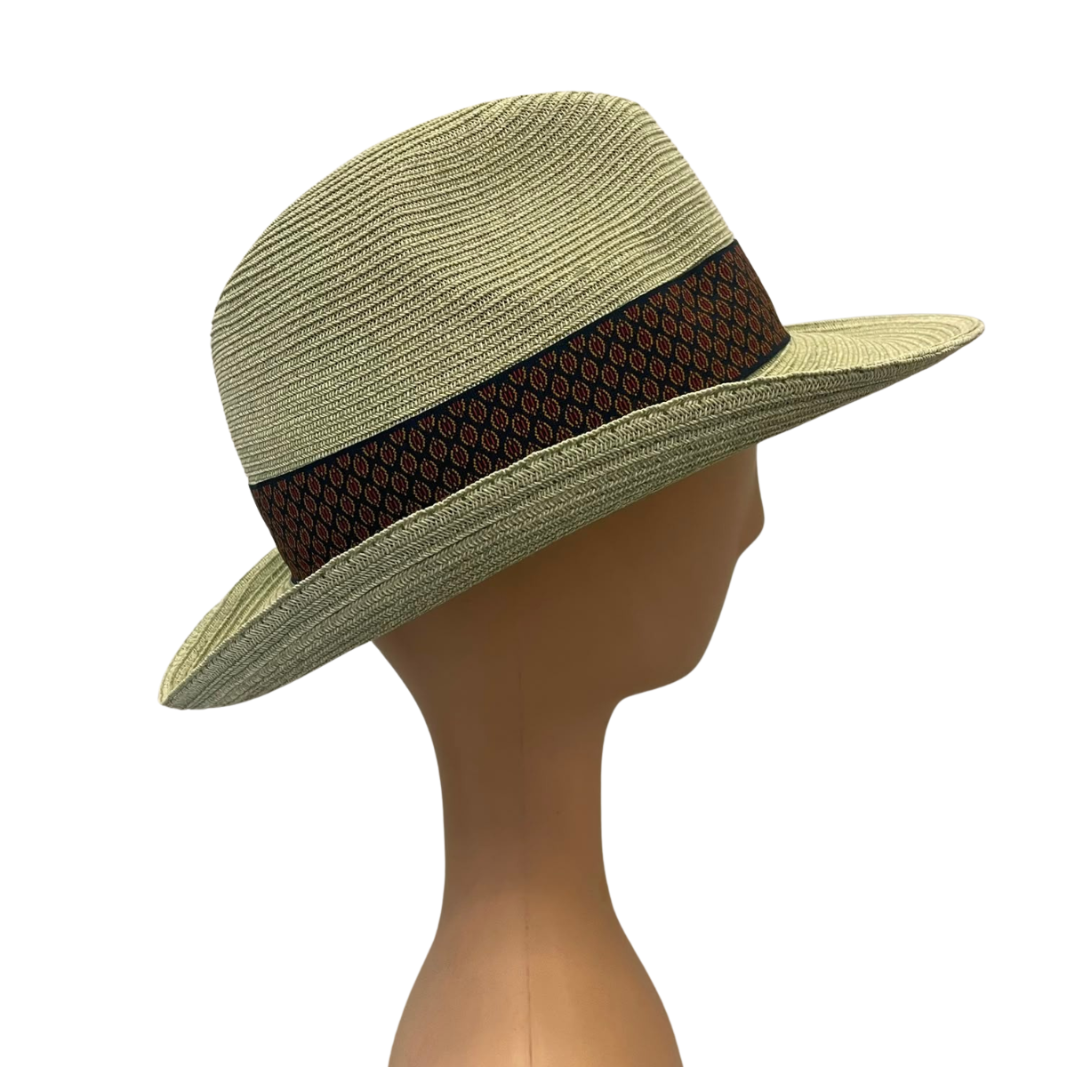 Natural  Light Green Paper Sun Hat with Decorative Band side