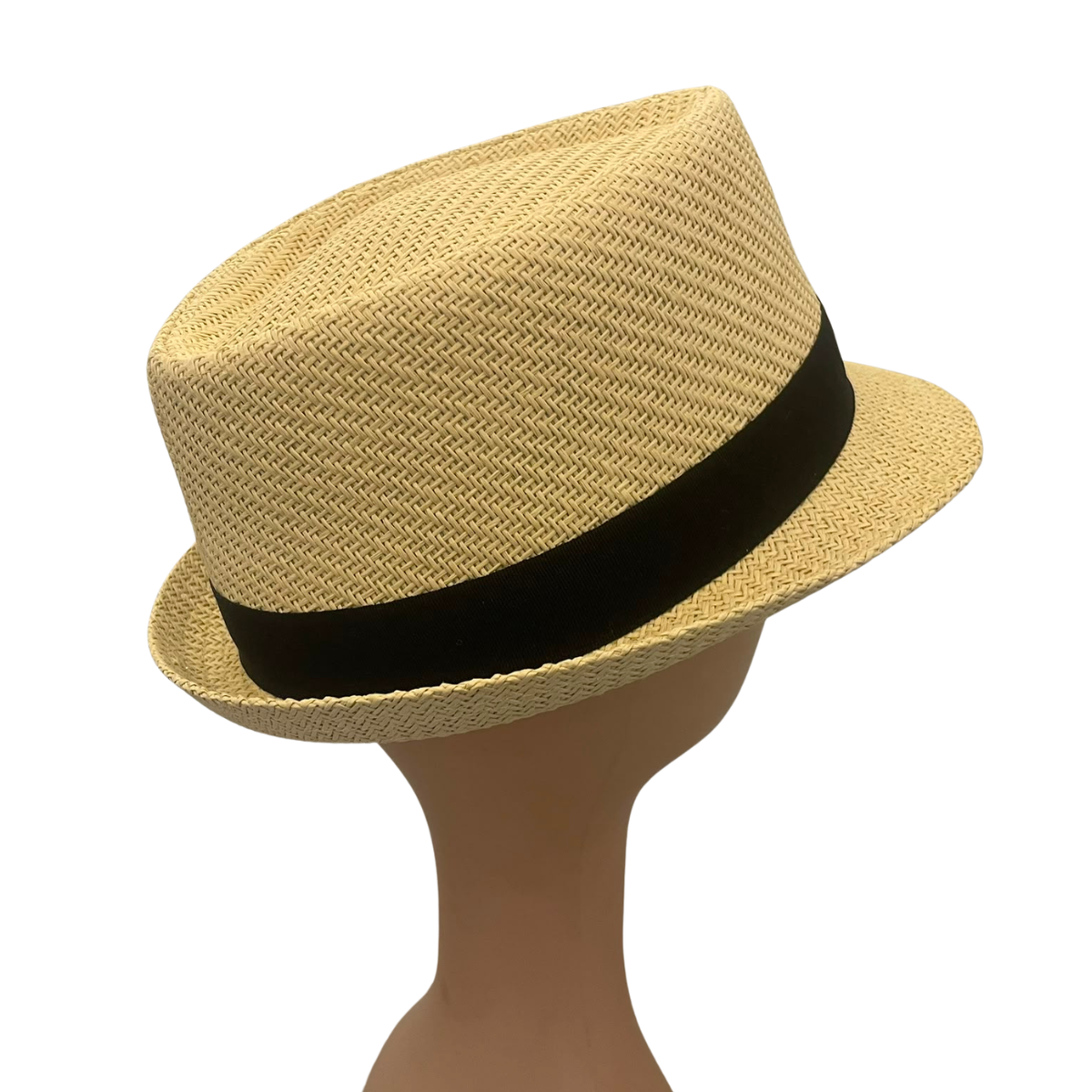 Natural Paper Trilby Hat with Black Band