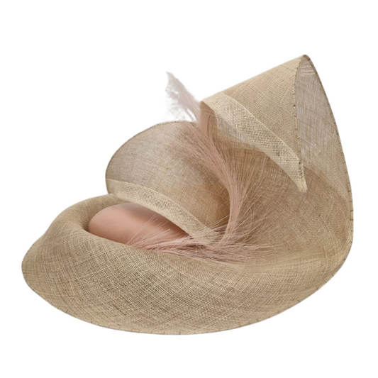Large Beige & Pink Sculptural Button Hat