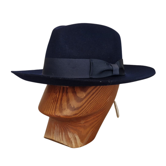 Navy Snap Brim Fedora Hat  front