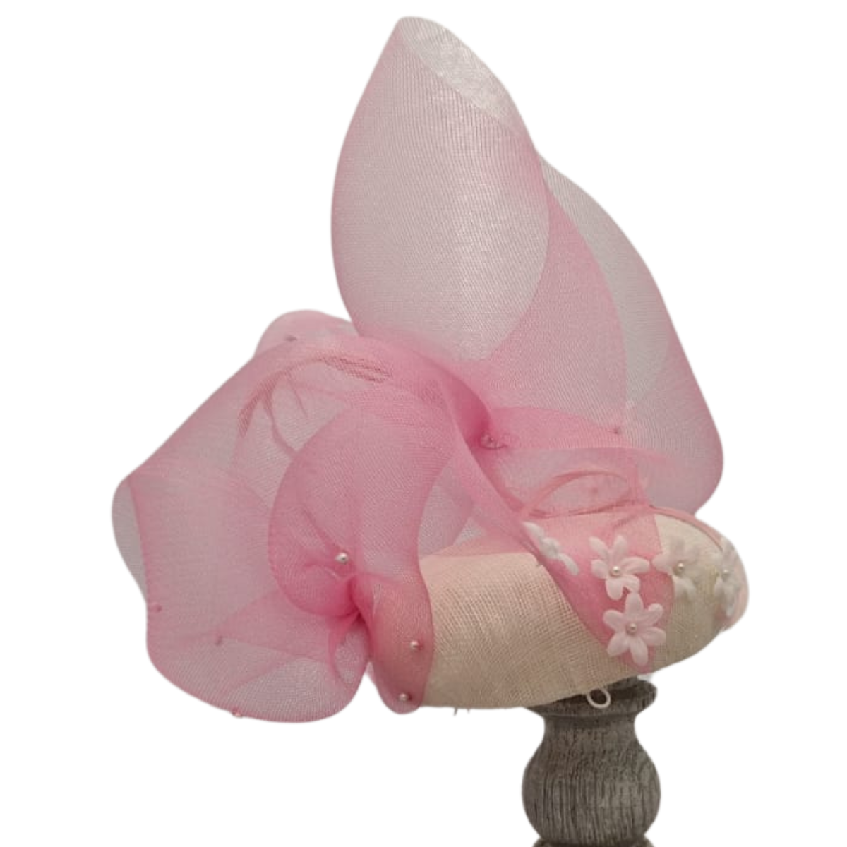 Cloud Nine Pink Net Hat with White Daisy Flowers
