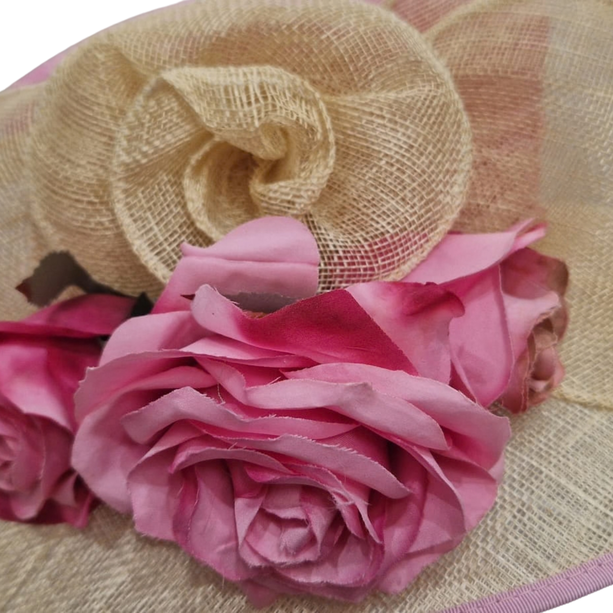 Blushing Rose Occasion Hat close-up of roses