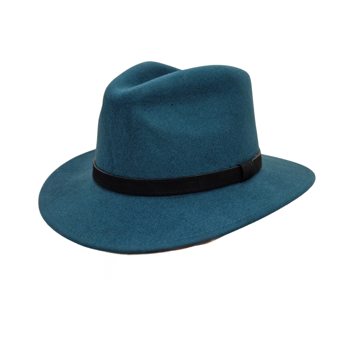 teal colour 100 percent wool fedora - front view