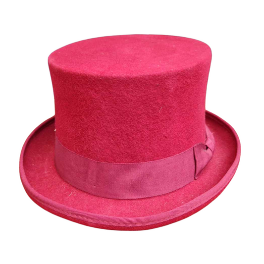 Classic 100% Wool Top Hat - Burgundy