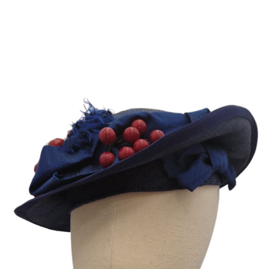 Navy Vintage 40's Style Tilt Hat
