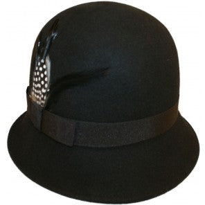 Womens Wool Felt Vintage Cloche Hat.