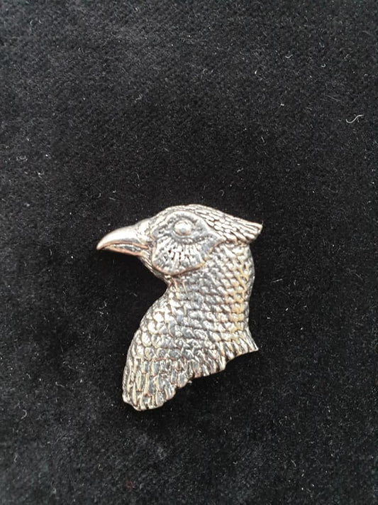 Pewter Tie Pin / Pin Badge Pheasant Head Design.